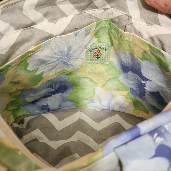 Floral Tote Bag - Blue and Green - Picture 3 of 6